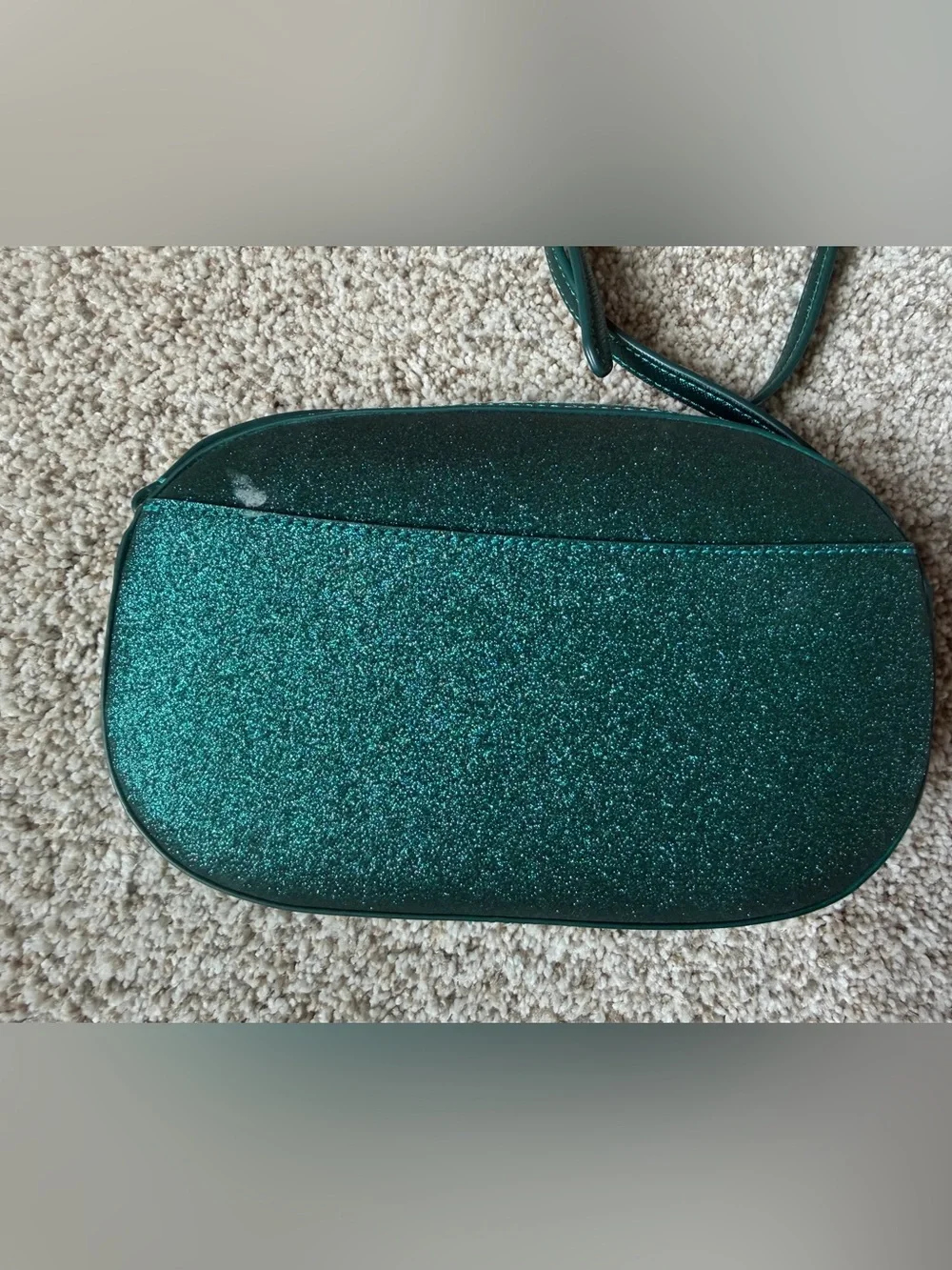 Kate Spade New York green glitter crossbody bag and card holder set